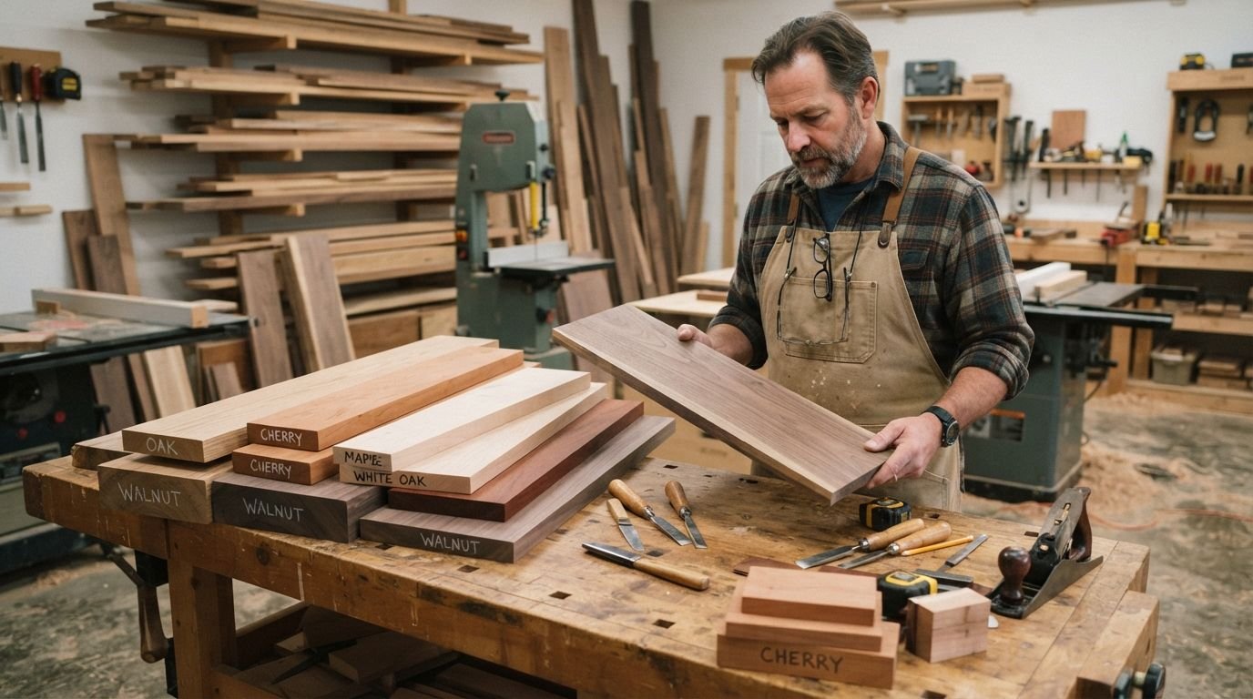 Wood species guide for woodworking — beginner-friendly woods including poplar, pine, and soft maple