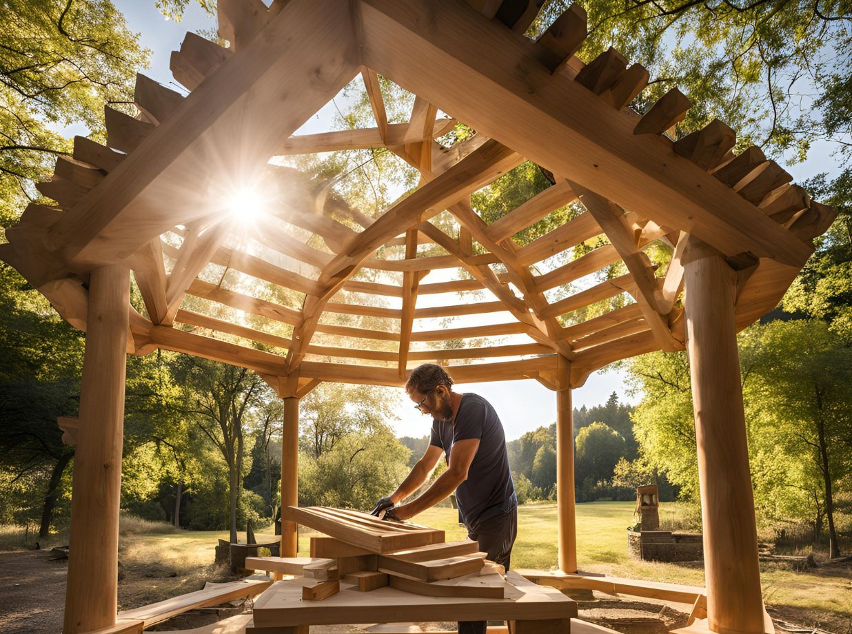 man building gazebo