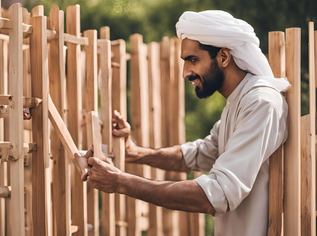 woodworker building a wooden fence (4)