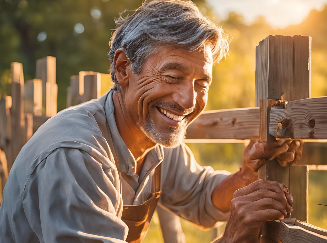 woodworker building a wooden fence